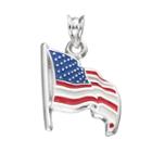 Logoart Sterling Silver American Flag Pendant, Adult Unisex, Multicolor