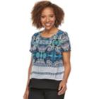 Petite Dana Buchman Woven Double-layer Tee, Women's, Size: S Petite, Dark Blue