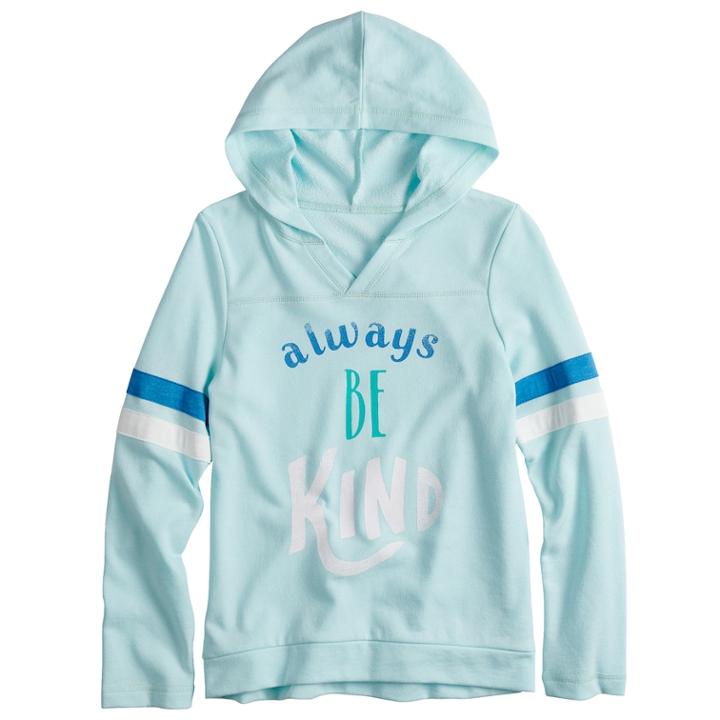 Girls' 7-16 So&reg; Varsity Graphic Hooded Sweatshirt, Size: 7-8, Light Blue