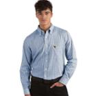 Men's Antigua West Virginia Mountaineers Box Plaid Pattern Button-down Shirt, Size: Large, Blue (navy)