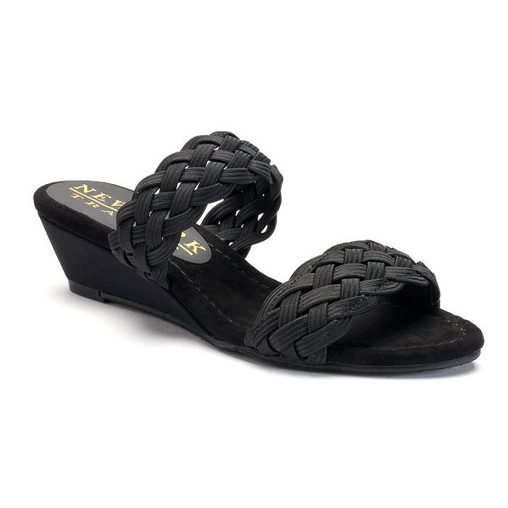 New York Transit Advanced Idea Women's Wedge Sandals, Size: 8.5 Wide, Black