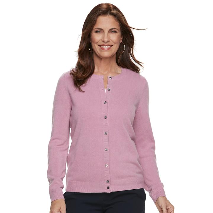 Women's Croft & Barrow&reg; Essential Extra Cozy Cardigan, Size: Large, Med Pink