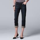 Petite Simply Vera Vera Wang Roll-cuff Capris, Women's, Size: 0 Petite, Dark Blue