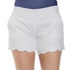 Women's Izod Eyelet Scalloped Midrise Shorts, Size: 12, White