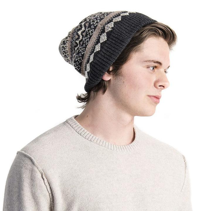 Men's Muk Luks Fairisle Beanie, Dark Grey