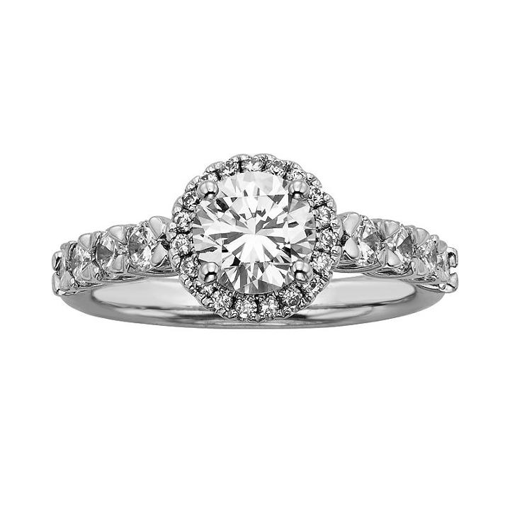 Round-cut Igl Certified Diamond Halo Engagement Ring In 14k White Gold (1 3/4 Ct. T.w.), Women's, Size: 6