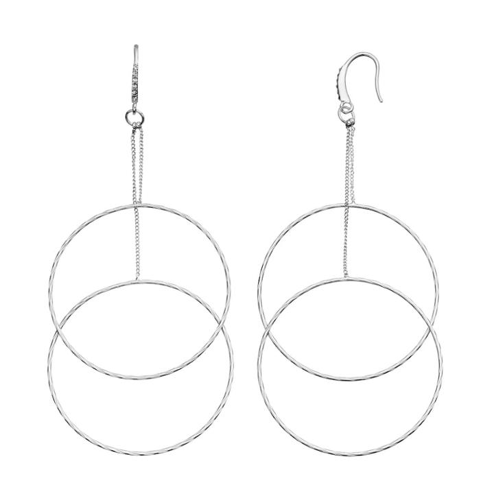 Jennifer Lopez Tiered Nickel Free Double Drop Hoop Earrings, Women's, Silver