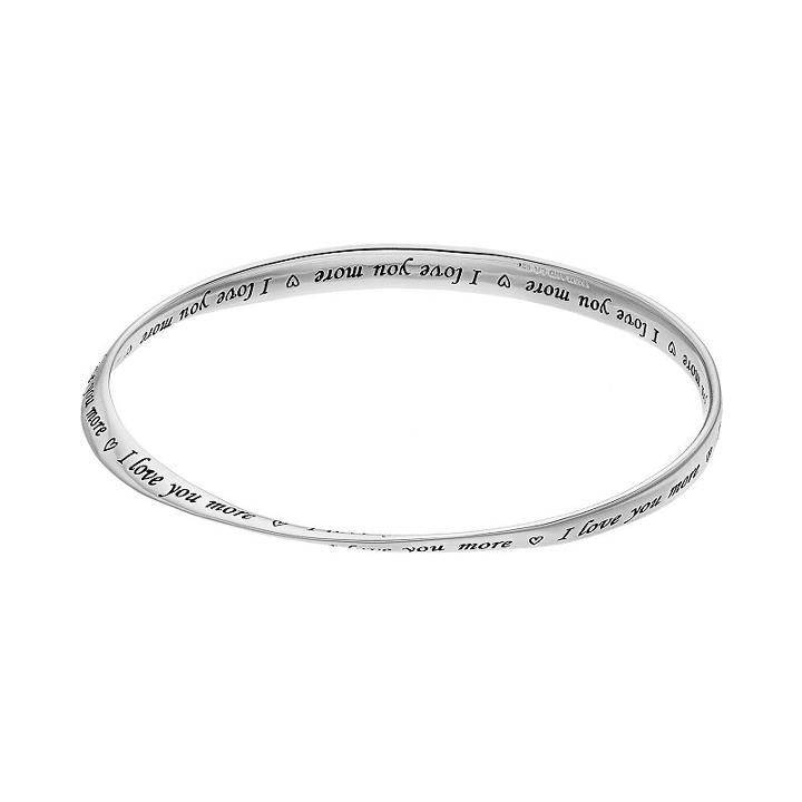 Sterling Silver I Love You More Twist Bangle Bracelet, Women's