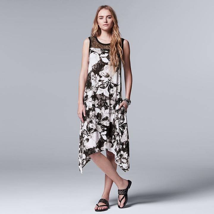 Women's Simply Vera Vera Wang Floral Lace Handkerchief Dress, Size: Large, Oxford