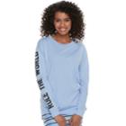 Juniors' So&reg; Pajamas: Rule The World Graphic Long Sleeve Top, Teens, Size: Large, Lt Purple