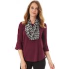 Women's Apt. 9&reg; Bell Sleeve Tee & Scarf Set, Size: Large, Rowan Wine