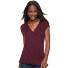 Women's Apt. 9&reg; Faux-wrap Tee, Size: Xl, Dark Red