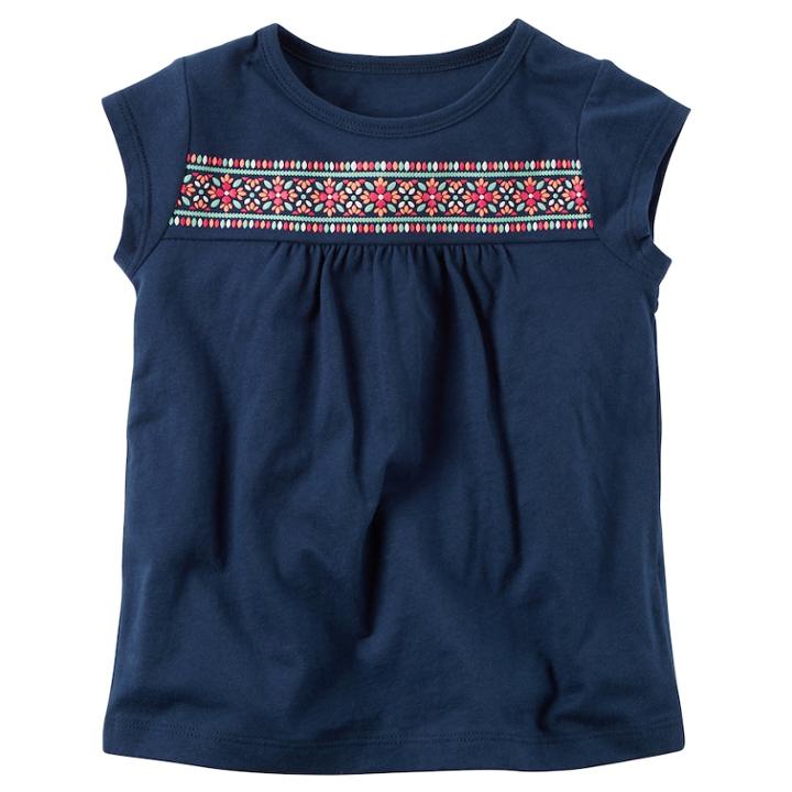 Girls 4-8 Carter's Puff-print Yoke Cutout Top, Size: 8, Blue