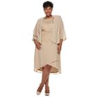 Plus Size Maya Brooke Embroidered Dress & Jacket Set, Women's, Size: 22 W, Beige