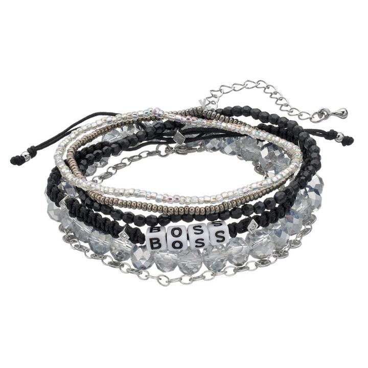Mudd&reg; Boss, Slipknot & Beaded Stretch Bracelet Set, Women's, Silver