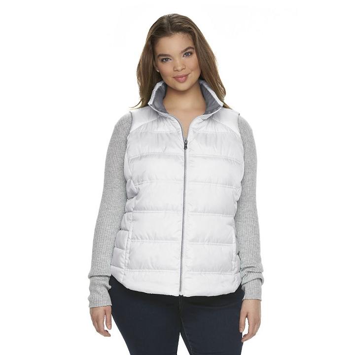 Juniors' Plus Size So &reg; Pocket Puffer Vest, Girl's, Size: 2xl, White