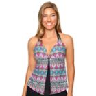 Women's Aqua Couture Bust Enhancer Geometric Flyaway Tankini Top, Size: Small, Arrow Affinity