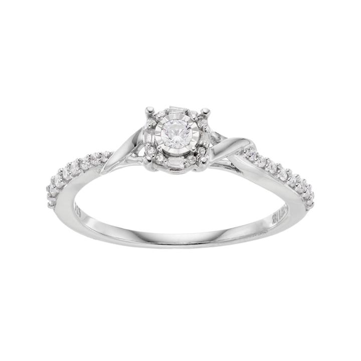 10k White Gold 1/4 Carat T.w. Diamond Twist Ring, Women's, Size: 7