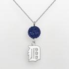 Logoart Detroit Tigers Sterling Silver Crystal Logo Pendant, Women's, Size: 18, Blue