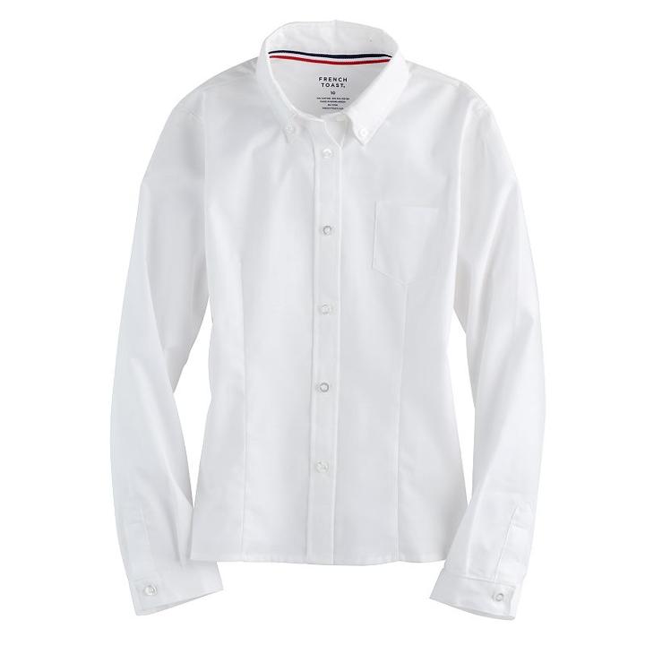 Girls 4-20 & Plus Size French Toast Long Sleeve Oxford Shirt, Size: 16, White