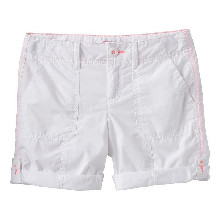 Girls 7-16 & Plus Size So&reg; Roll-tab Neon Solid Utility Bermuda Shorts, Girl's, Size: 16 1/2, White