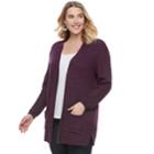 Plus Size Sonoma Goods For Life&trade; Long Cardigan, Women's, Size: 3xl, Drk Purple