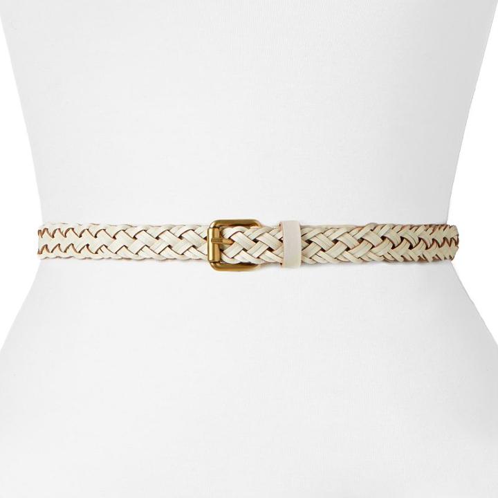 Sonoma Goods For Life&trade; Leather Braided Women's Skinny Belt, Size: Medium, Natural