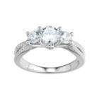 Diamonluxe Simulated Diamond 3-stone Engagement Ring In Sterling Silver (1 1/2 Carat T.w.), Women's, Size: 6, White