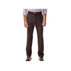 Men's Haggar Eclo Stria Classic-fit Flat-front Dress Pants, Size: 36x34, Brown