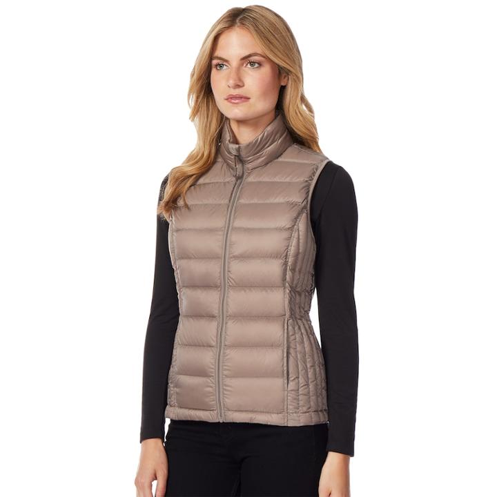 Women's Heat Keep Solid Down Puffer Vest, Size: Medium, White