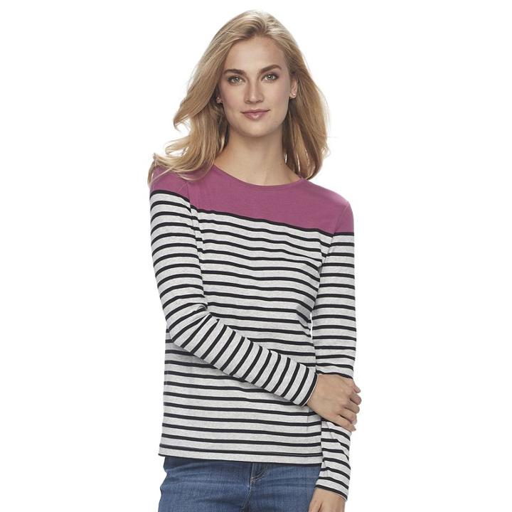 Women's Croft & Barrow&reg; Crewneck Tee, Size: Medium, Med Purple