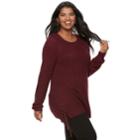 Juniors' Plus Size So&reg; Lace-up Tunic Sweater, Teens, Size: 3xl, Red