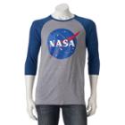 Men's Nasa Logo Raglan Tee, Size: Xxl, Grey
