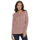 Women's Sonoma Goods For Life&trade; Cable Knit Lace-up Sweater, Size: Xs, Dark Pink
