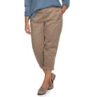 Plus Size Sonoma Goods For Life&trade; Flex Waistband Chino Capris, Women's, Size: 22 W, Beig/green (beig/khaki)