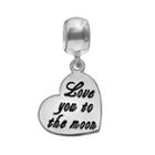 Individuality Beads Sterling Love You To The Moon Heart Charm, Women's