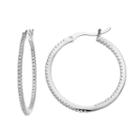 Fleur Cubic Zirconia Inside-out Hoop Earrings, Women's, Grey