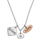 Two Tone Sterling Silver Believe In Hope Charm Necklace, Women's, Size: 18, Grey