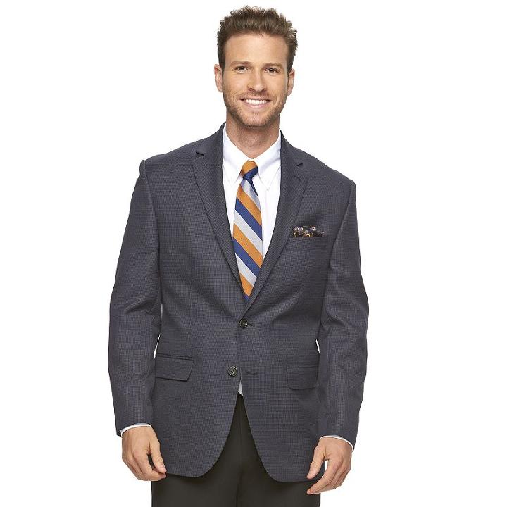Men's Chaps Classic-fit Patterned Sport Coat, Size: 50 - Regular, Blue