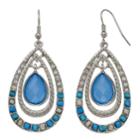 Blue Concentric Teardrop Nickel Free Earrings, Women's, Multicolor
