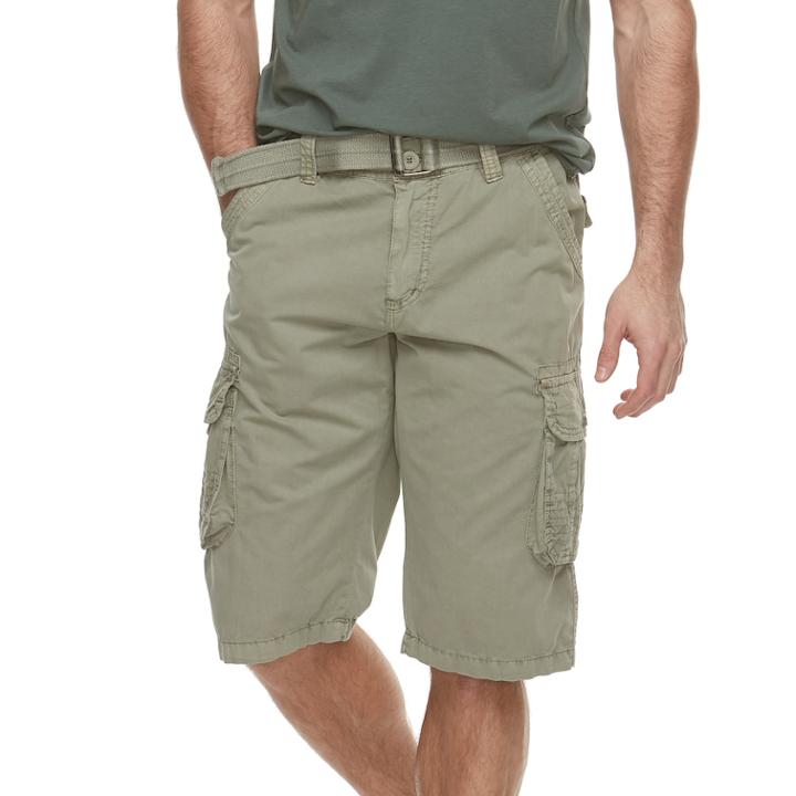 Men's Rawx Regular-fit Belted Cargo Shorts, Size: 34, Lt Green
