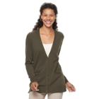 Women's Croft & Barrow&reg; V-neck Button-down Cardigan, Size: Large, Green