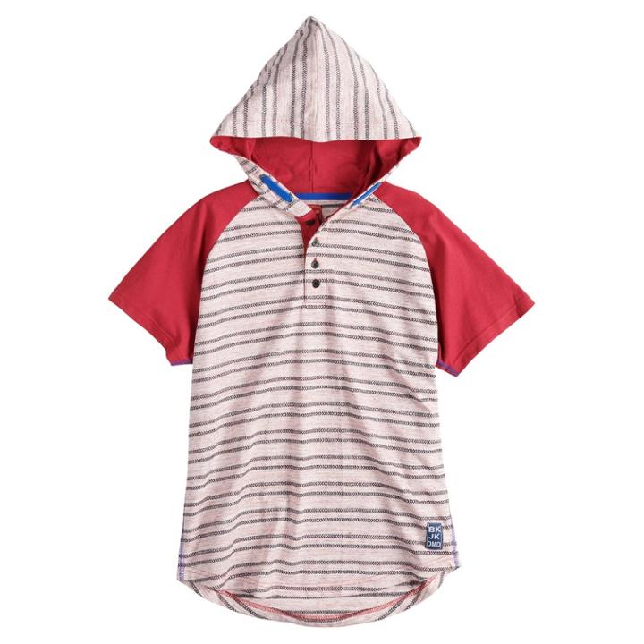 Boys 8-20 Jaquard Hooded Tee, Size: Large, Red