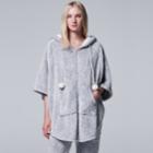 Women's Simply Vera Vera Wang Pajamas: Plush Party Fleece Hooded Poncho, Size: Small, Silver