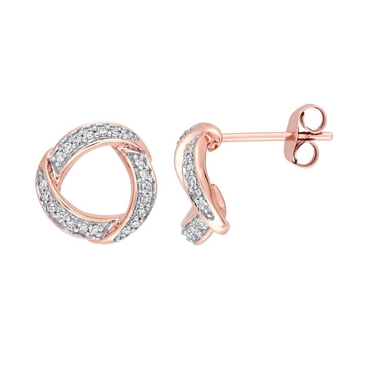 Stella Grace 10k Rose Gold 1/5 Carat T.w. Diamond Circle Stud Earrings, Women's, White