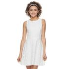 Juniors' Speechless V-back Lace Fit & Flare Dress, Girl's, Size: 9, White