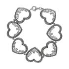 Lavish By Tjm Sterling Silver Cubic Zirconia Heart Bracelet - Made With Swarovski Marcasite, Women's, Size: 7.5, White