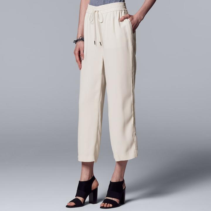 Women's Simply Vera Vera Wang Wide-leg Crop Pants, Size: Medium, Light Grey