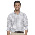 Men's Sonoma Goods For Life&trade; Modern-fit Checked Stretch Poplin Button-down Shirt, Size: Small, White
