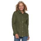 Women's Croft & Barrow&reg; Quilted Snap-front Jacket, Size: Large, Dark Green